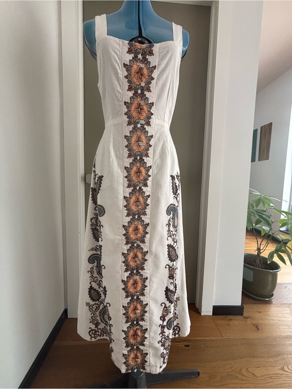 Cleobella Jolene Veneto Paisley Cotton Linen Ankle Maxi Dress S NWT